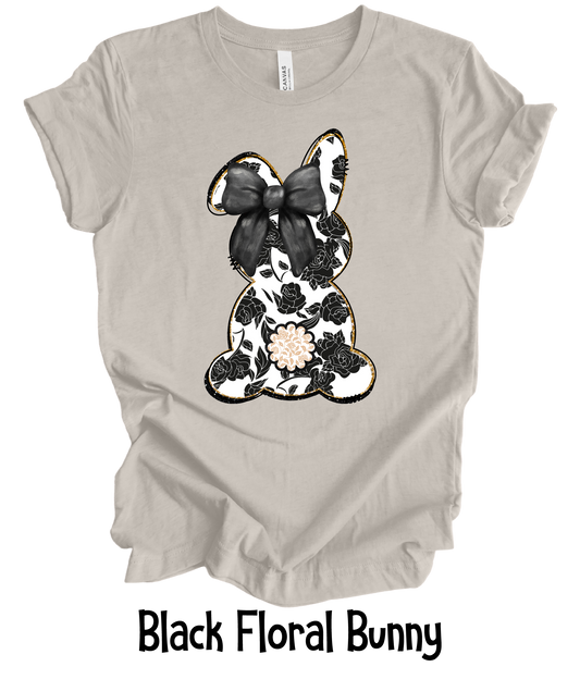 Bunny Bottoms - Black Floral Bunny