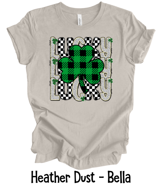 Checkered Lucky Stacked Shamrock