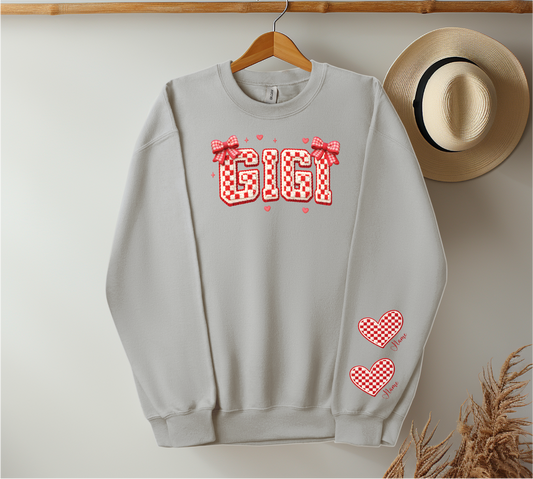 Checkered Red & White Title - Up to 6 Names - Ash Color