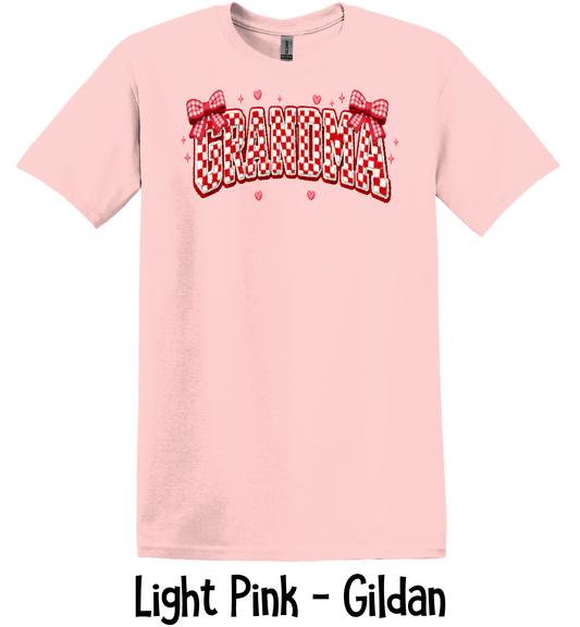 Checkered Red & White Title - NO NAMES - Light Pink Color