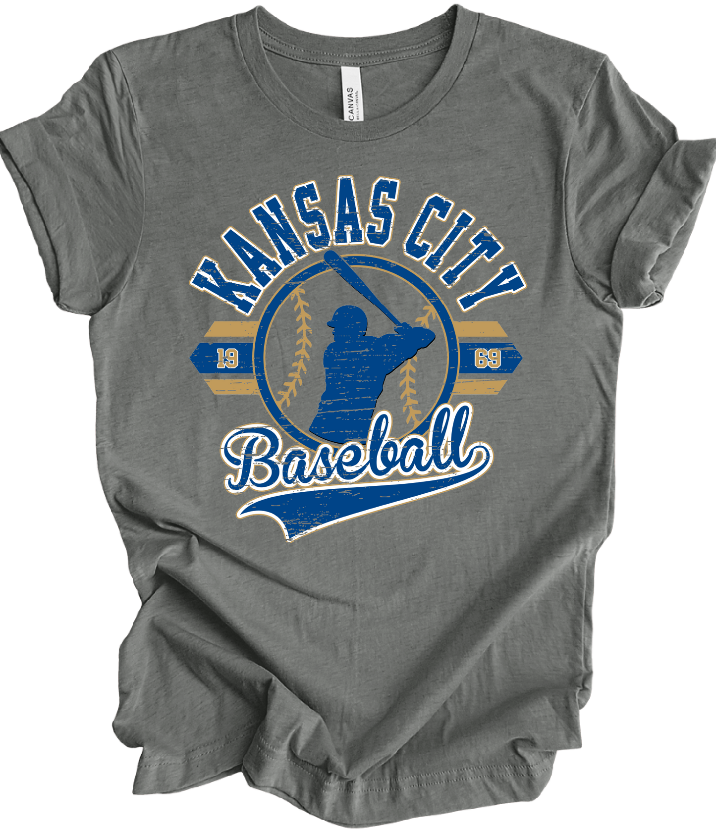KC Baseball Player Distressed - 4 Color Options