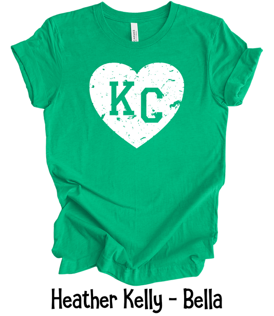 KC Distressed Heart - White - Adult & Youth Sizes - 3 Color Options