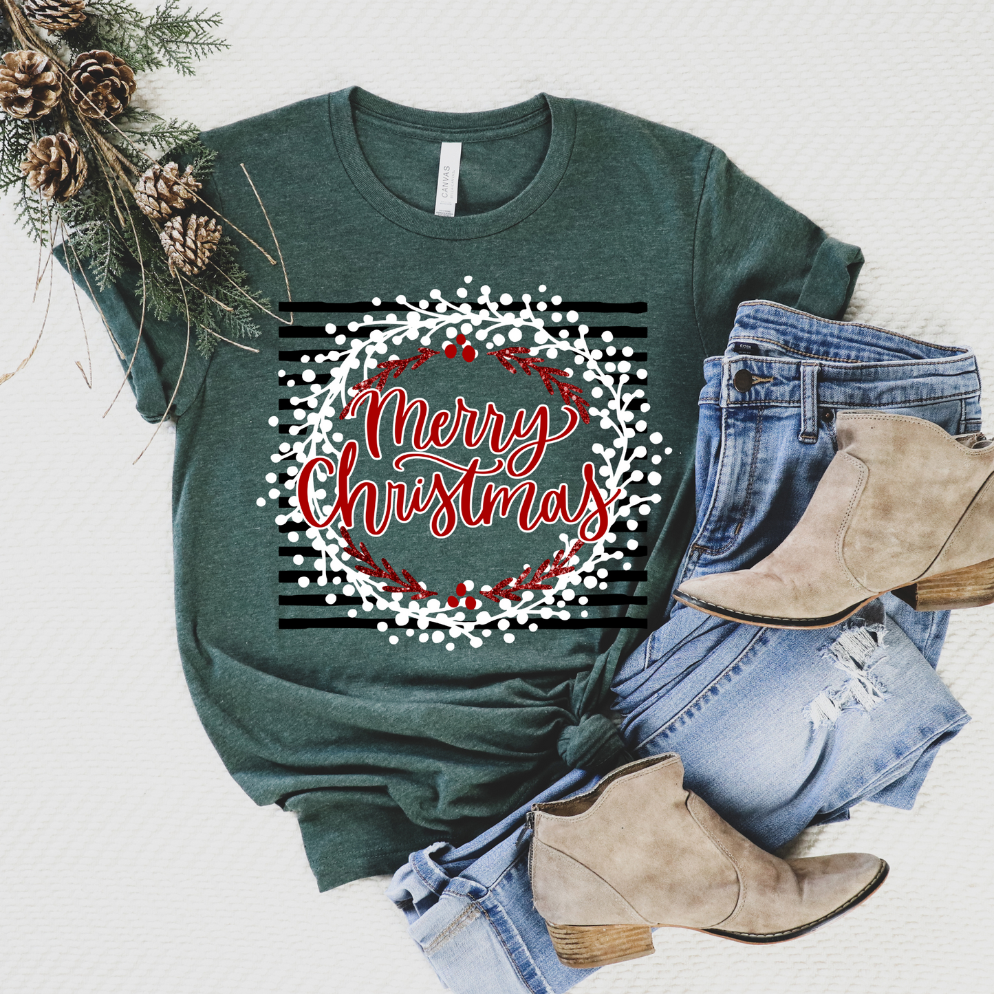 Merry Christmas Glitter Wreath - 2 Color Options