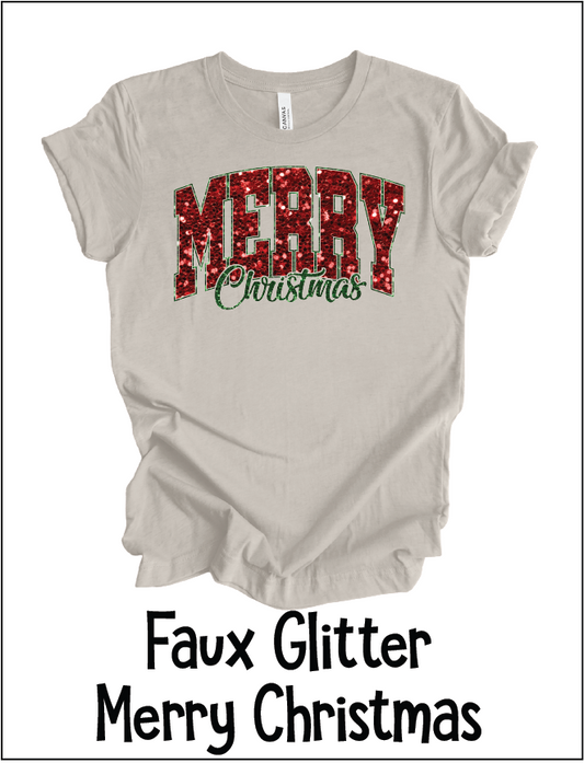 Faux Glitter Merry Christmas