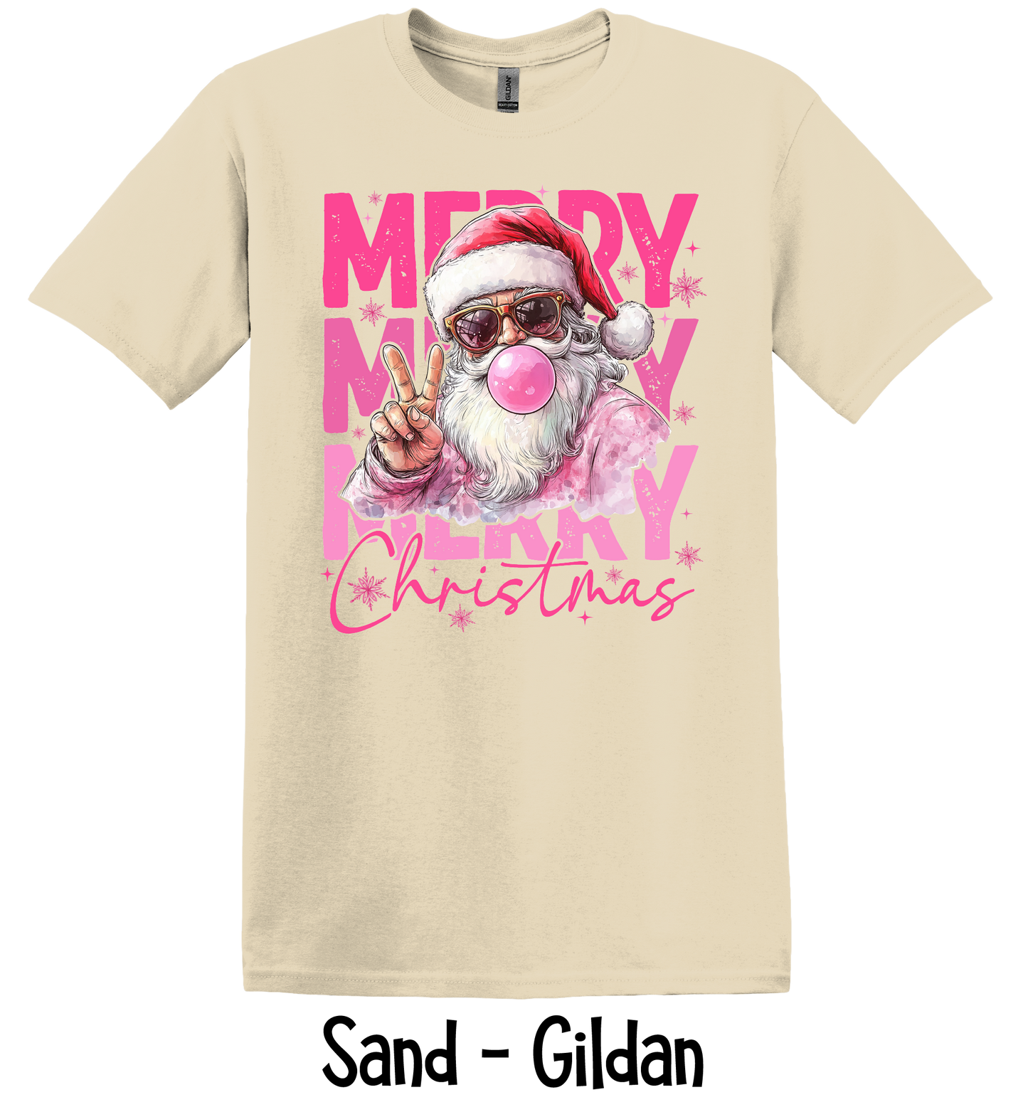 Merry Christmas Stacked Bubblegum Santa - 3 Color Options