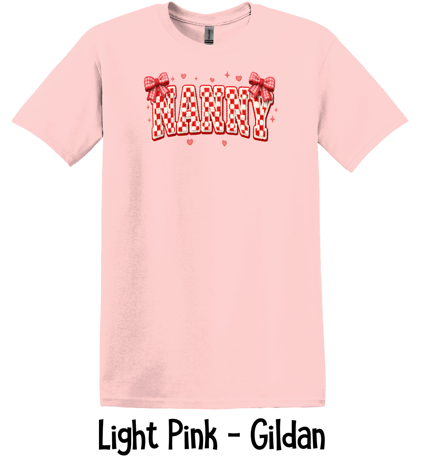 Checkered Red & White Title - NO NAMES - Light Pink Color