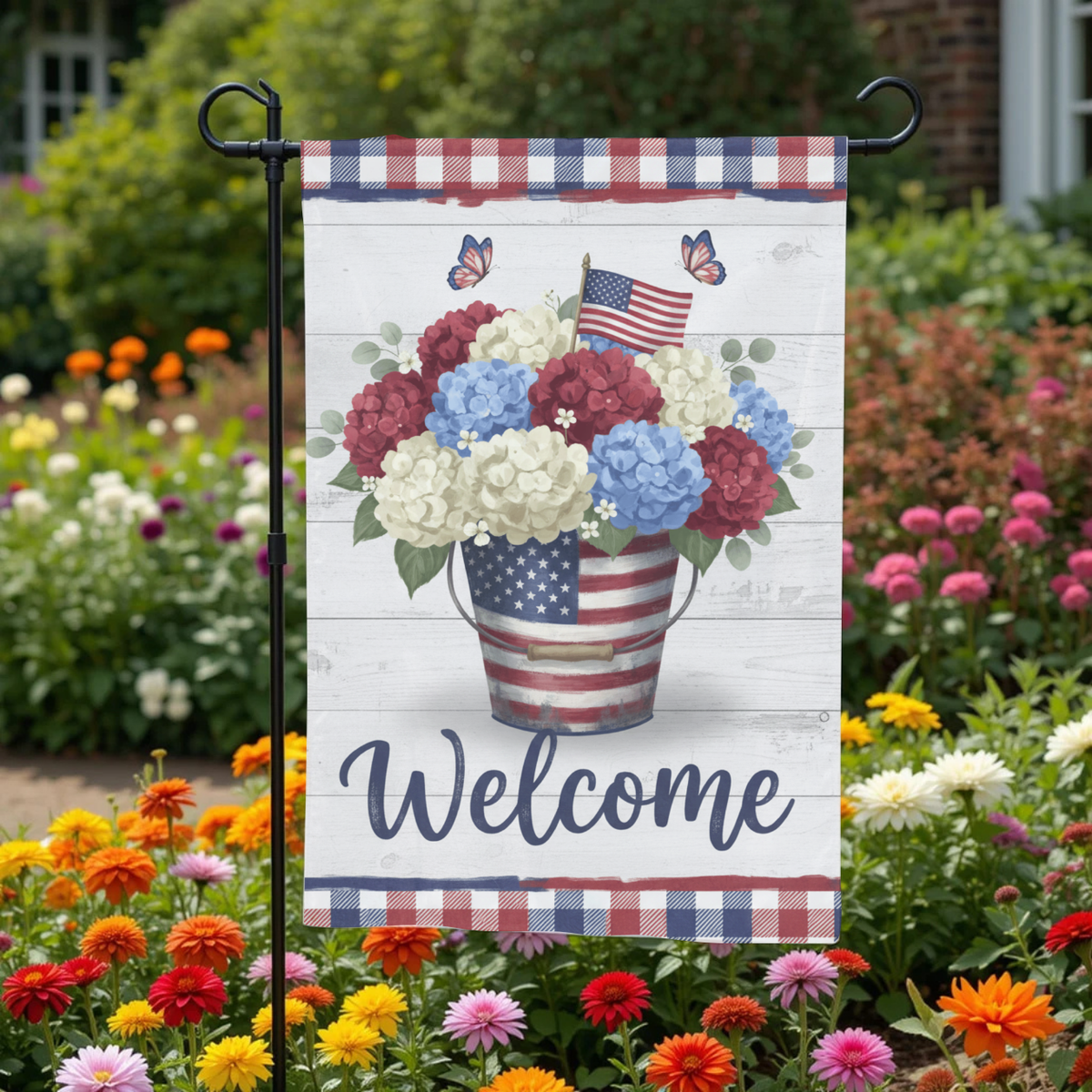 Patriotic Hydrangeas & Gingham