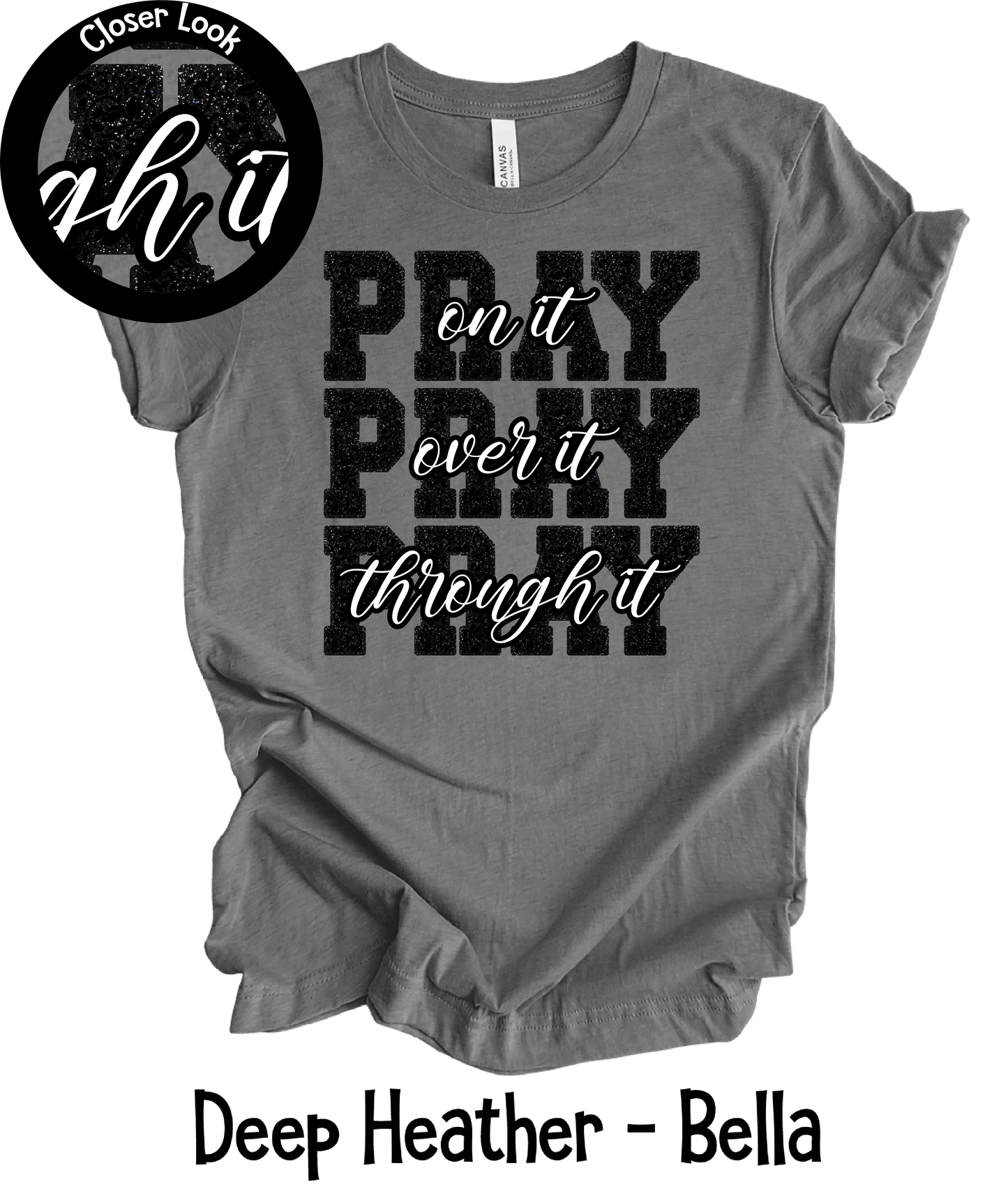 Pray On It - Faux Black Glitter