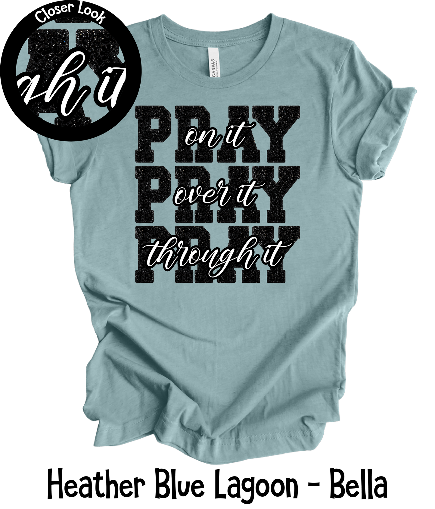 Pray On It - Faux Black Glitter