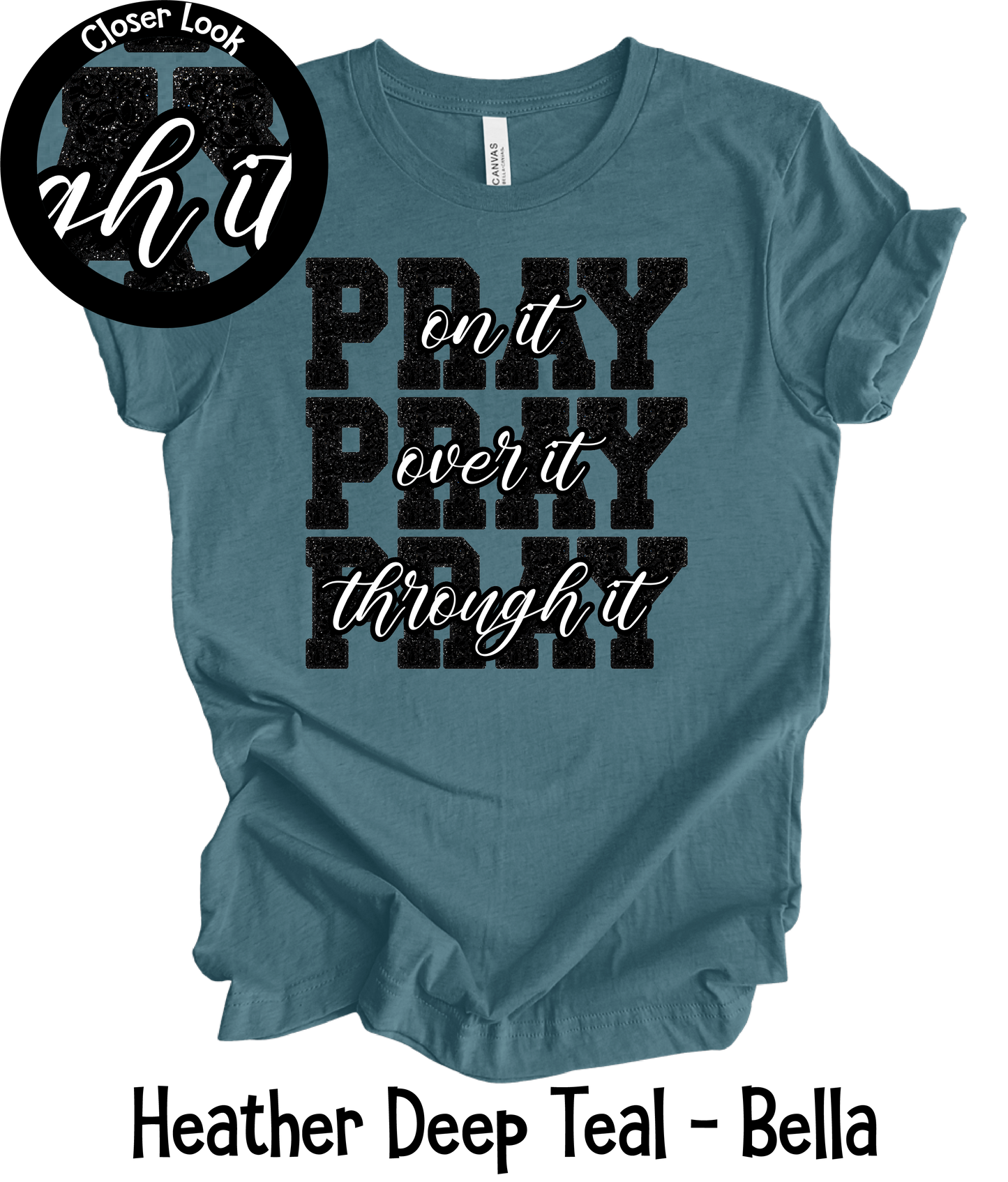 Pray On It - Faux Black Glitter