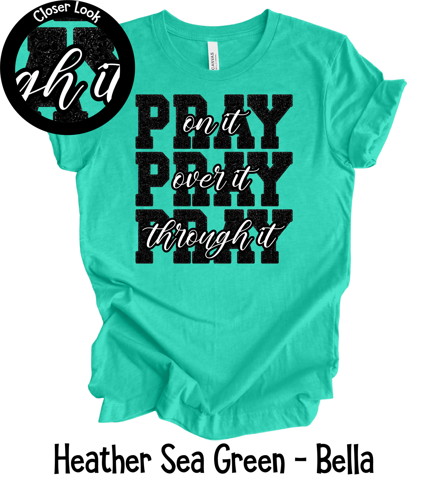 Pray On It - Faux Black Glitter