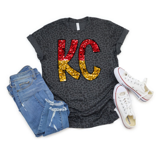 KC Red & Gold Faux Sequin