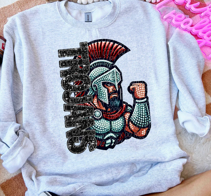 Faux Rhinestone & Glitter Half Mascot (Trojans) - Adult Sizes