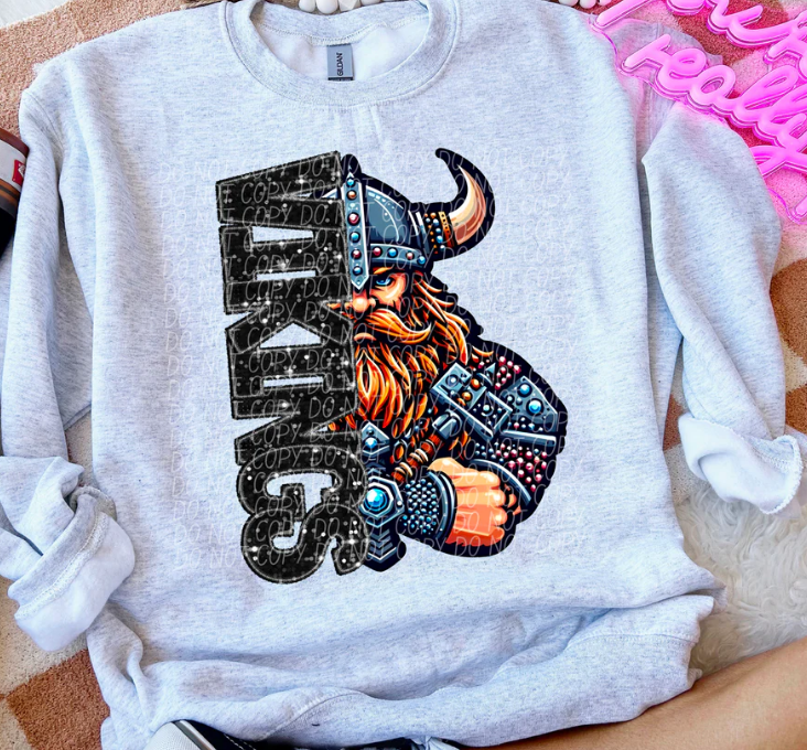 Faux Rhinestone & Glitter Half Mascot (Vikings) - Youth & Toddler Sizes