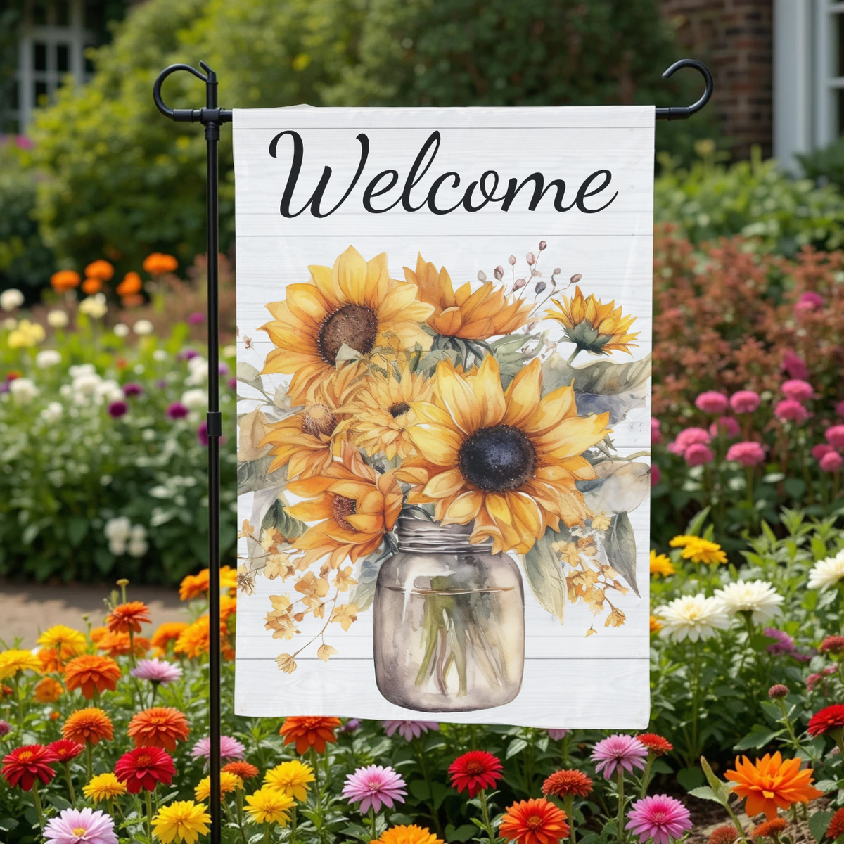 Welcome Sunflower Jar