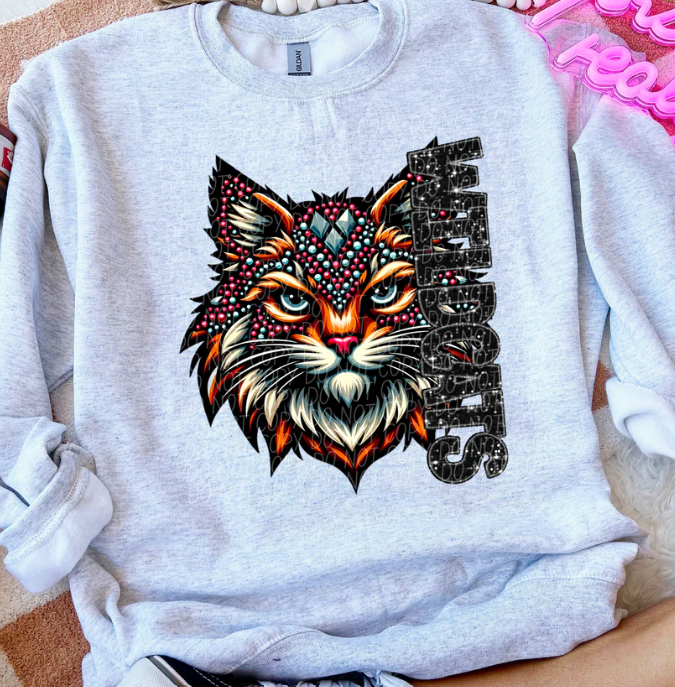 Faux Rhinestone & Glitter Half Mascot (Wildcats) - Youth & Toddler Sizes