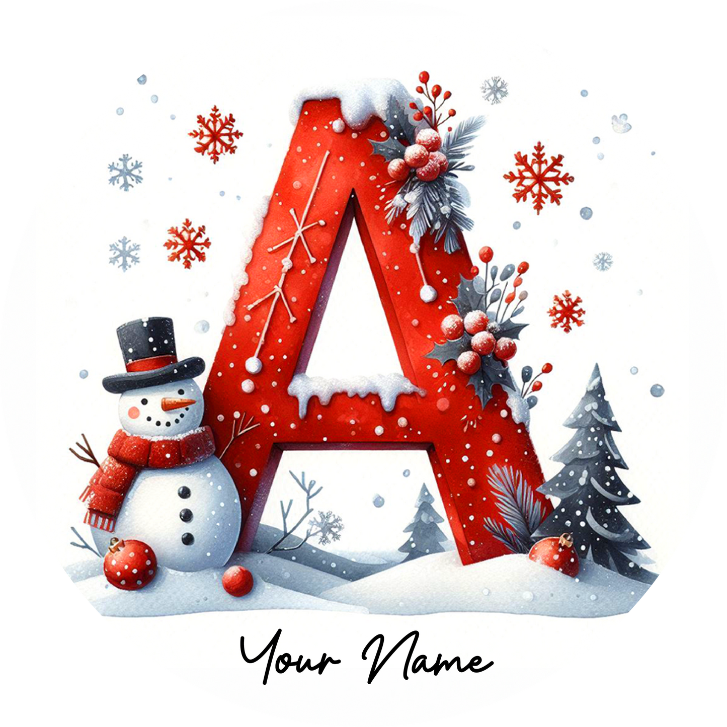 Snowman Initial Ornaments - Customized