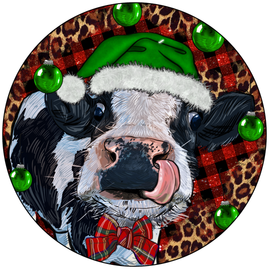 Christmas Cow - Black & White Ornament