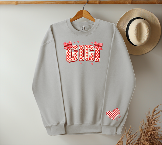 Checkered Red & White Title - Up to 6 Names - Ash Color