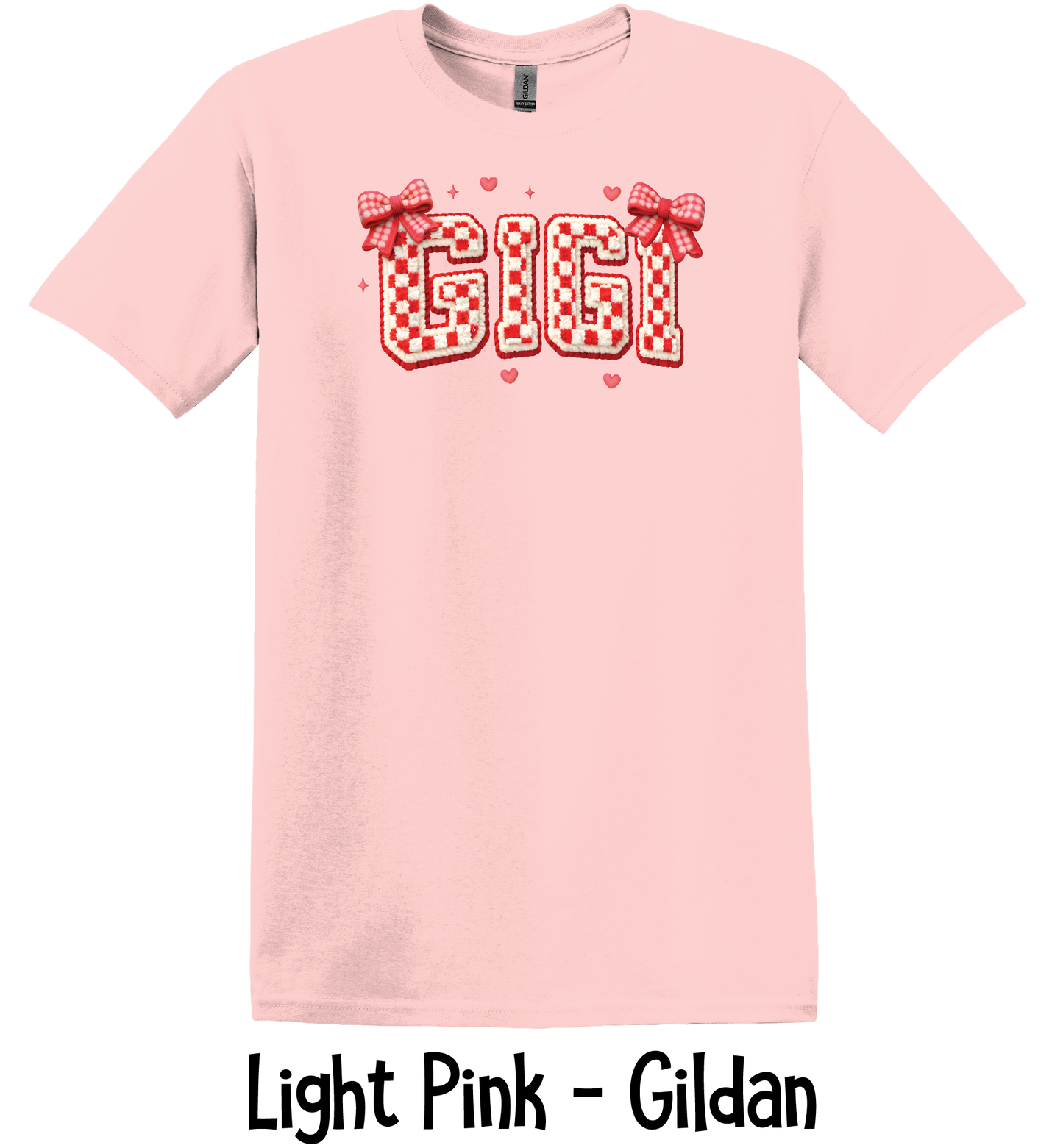 Checkered Red & White Title - NO NAMES - Light Pink Color