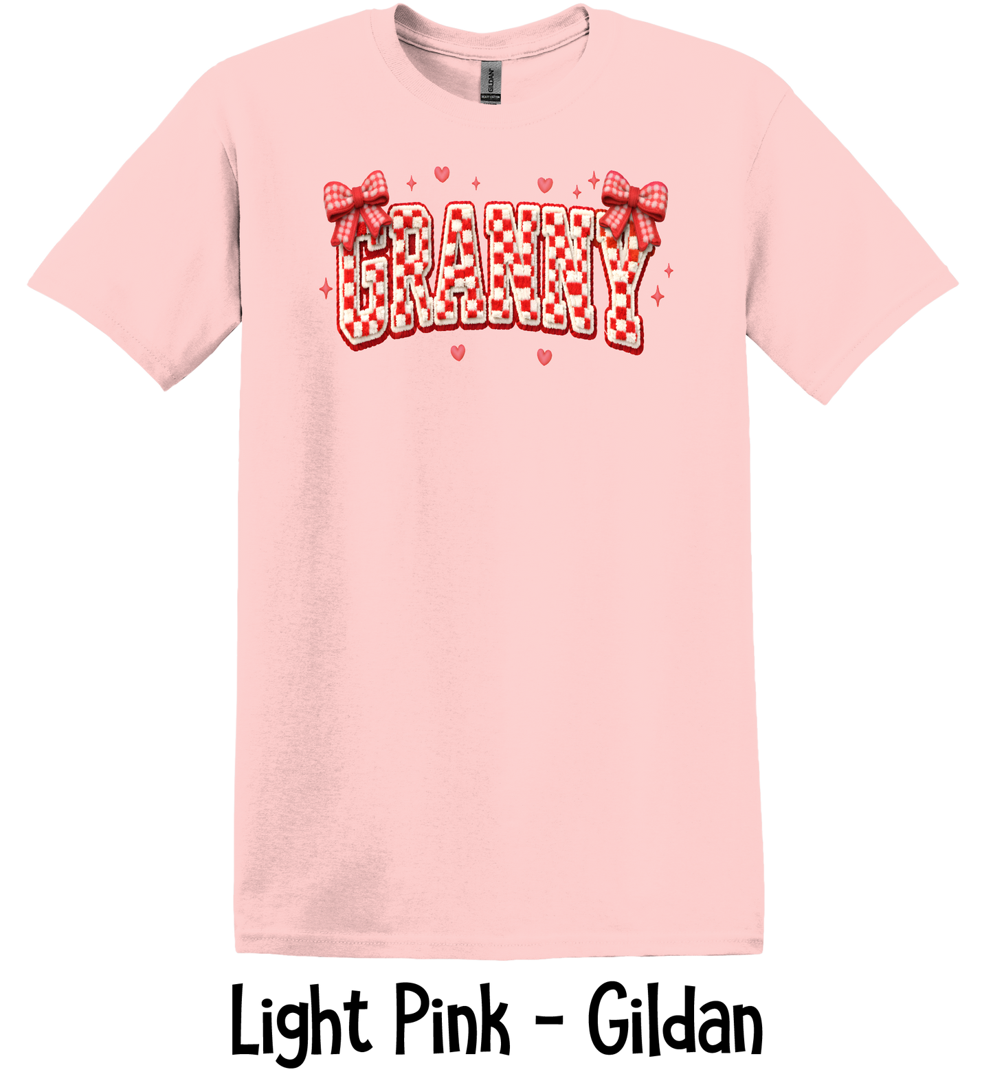Checkered Red & White Title - NO NAMES - Light Pink Color