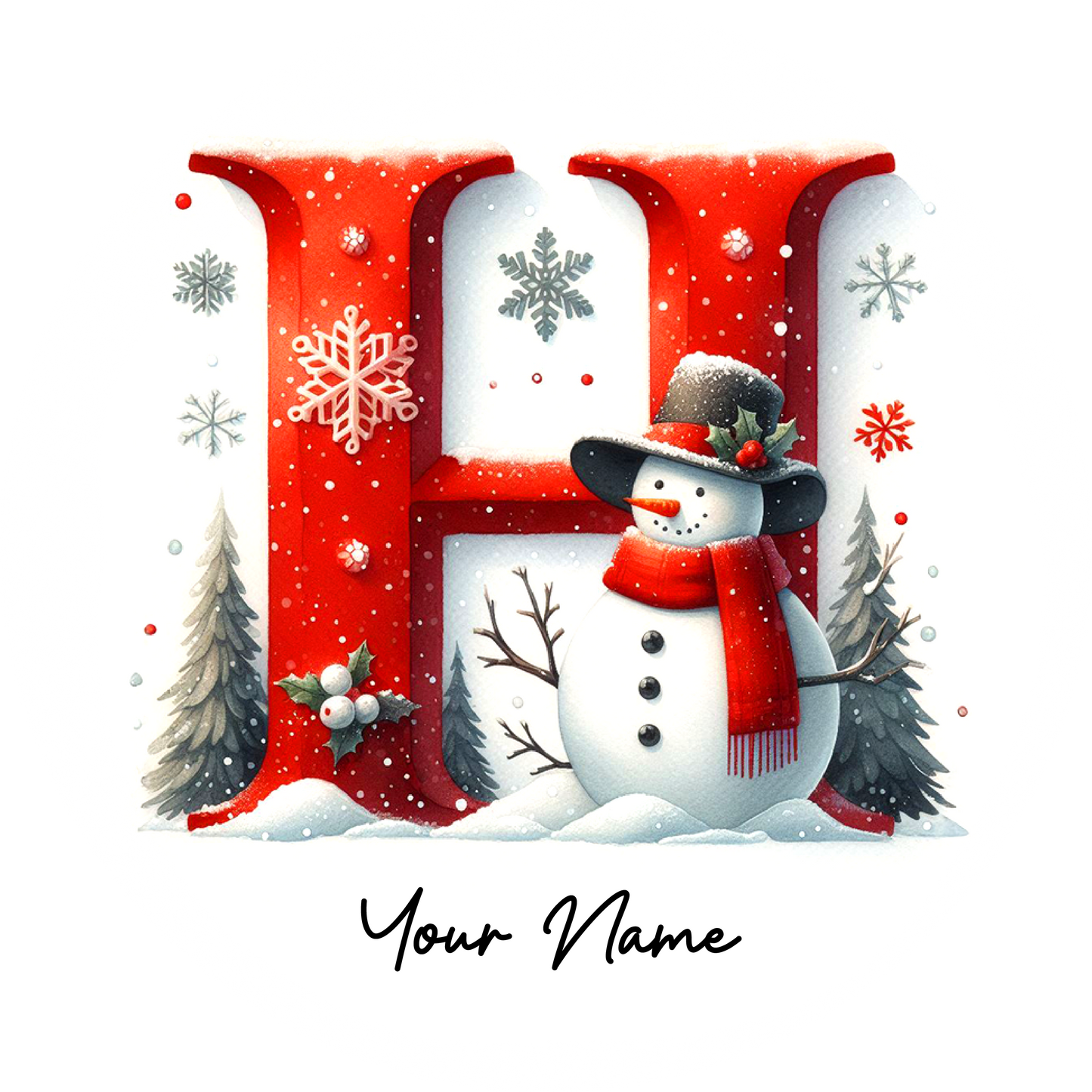 Snowman Initial Ornaments - Customized