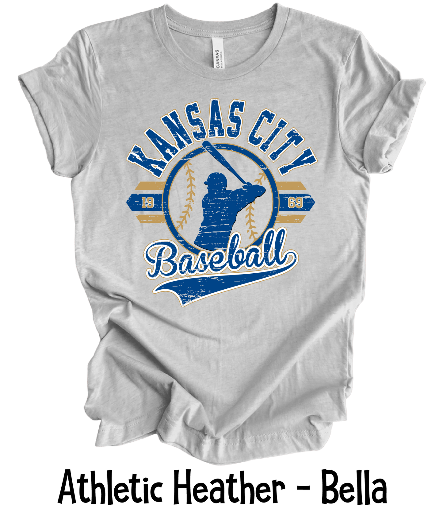 KC Baseball Player Distressed - 4 Color Options