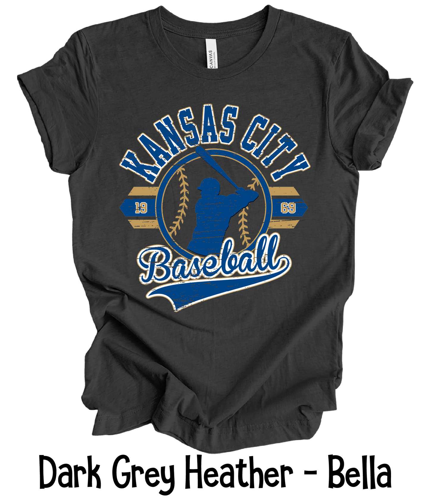 KC Baseball Player Distressed - 4 Color Options