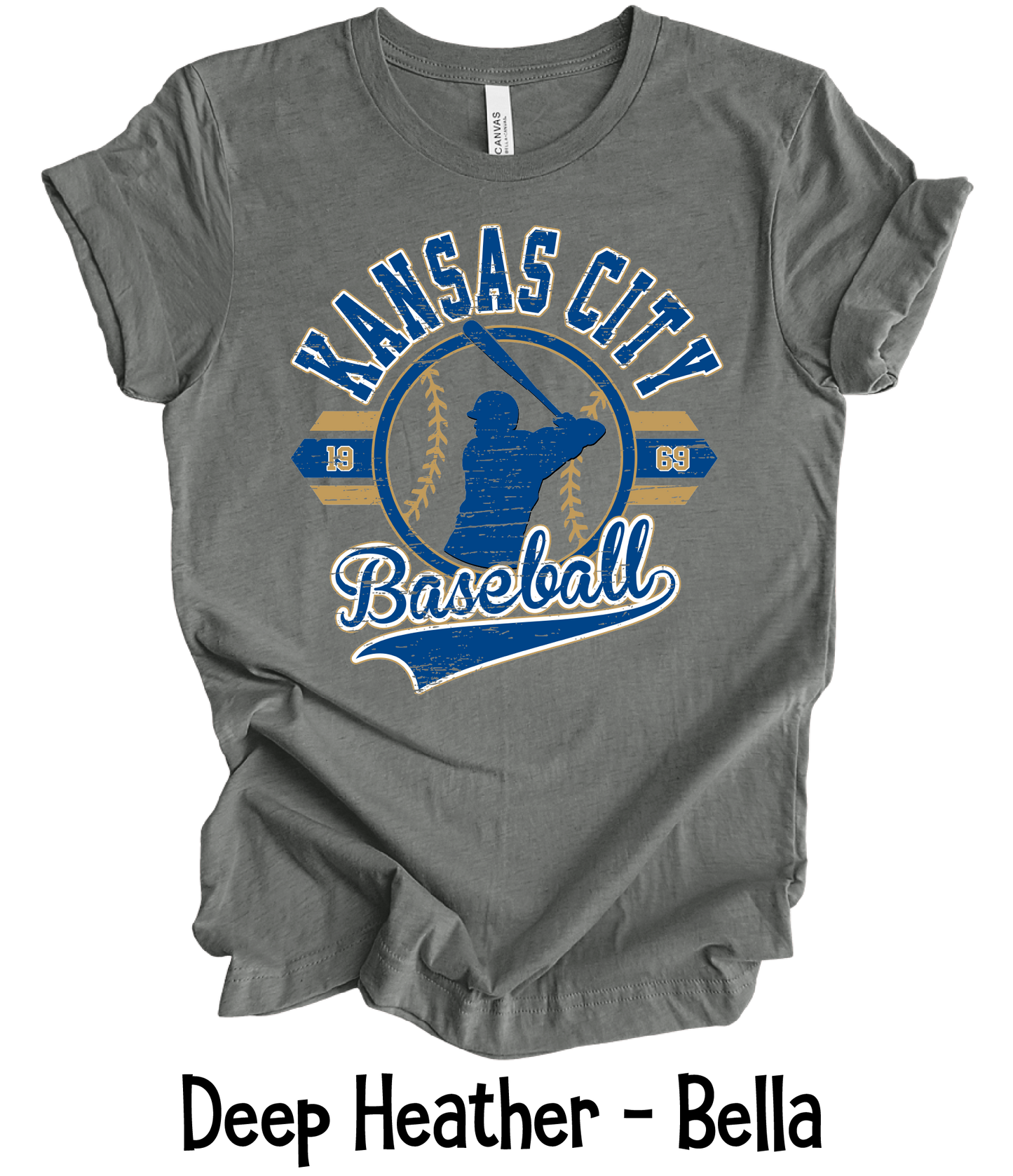 KC Baseball Player Distressed - 4 Color Options