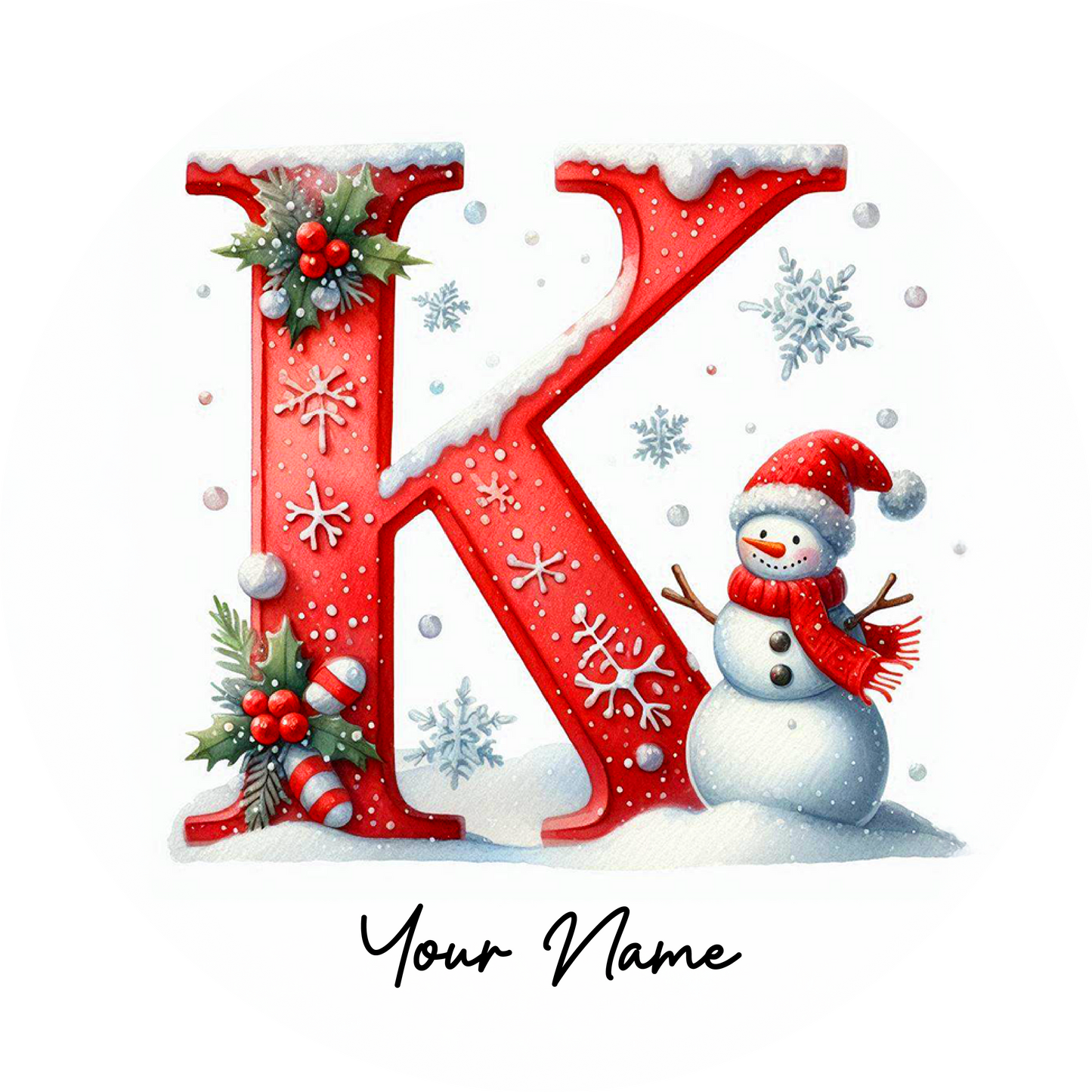 Snowman Initial Ornaments - Customized