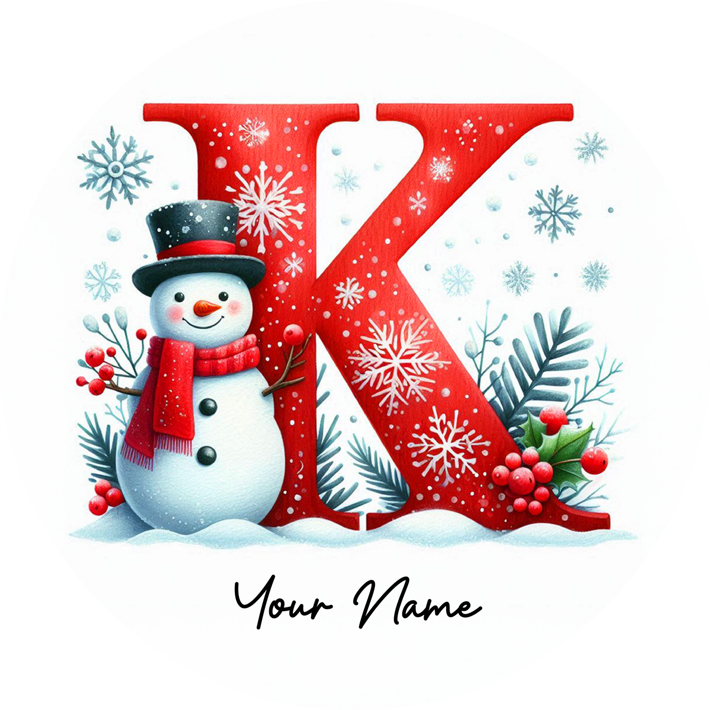 Snowman Initial Ornaments - Customized