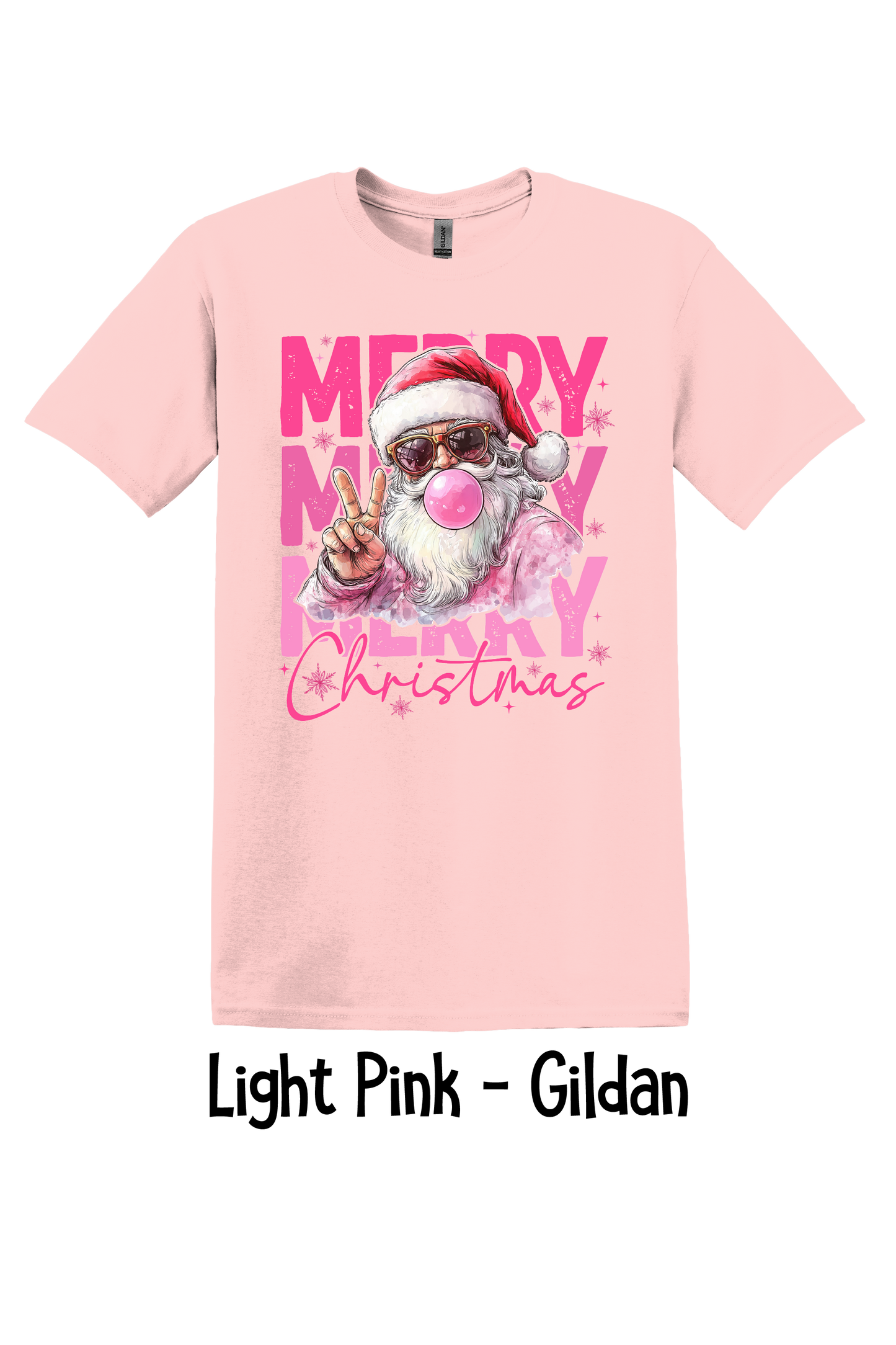 Merry Christmas Stacked Bubblegum Santa - 3 Color Options