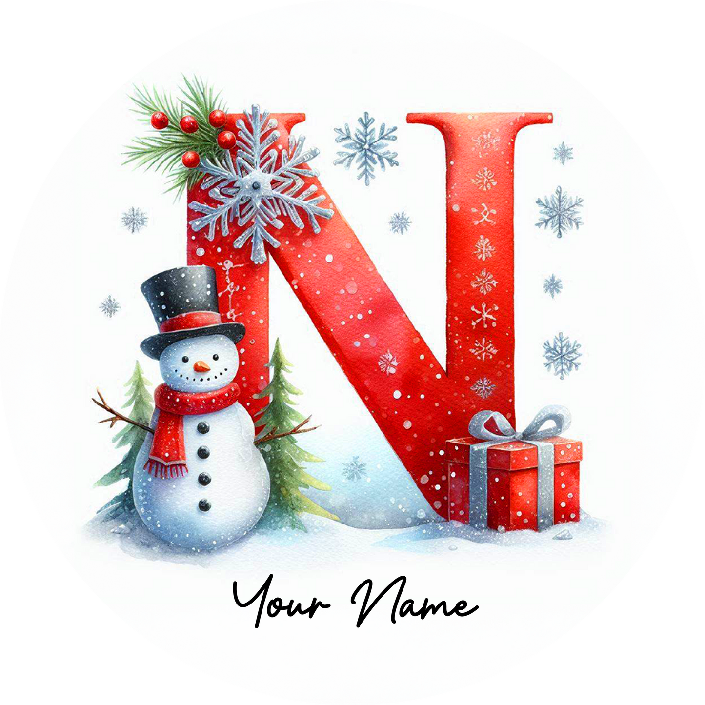 Snowman Initial Ornaments - Customized