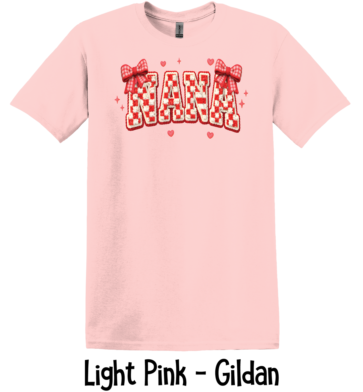 Checkered Red & White Title - NO NAMES - Light Pink Color