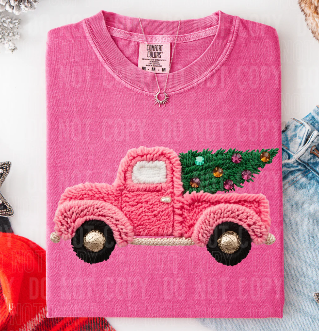 Pink Yarn Christmas Truck