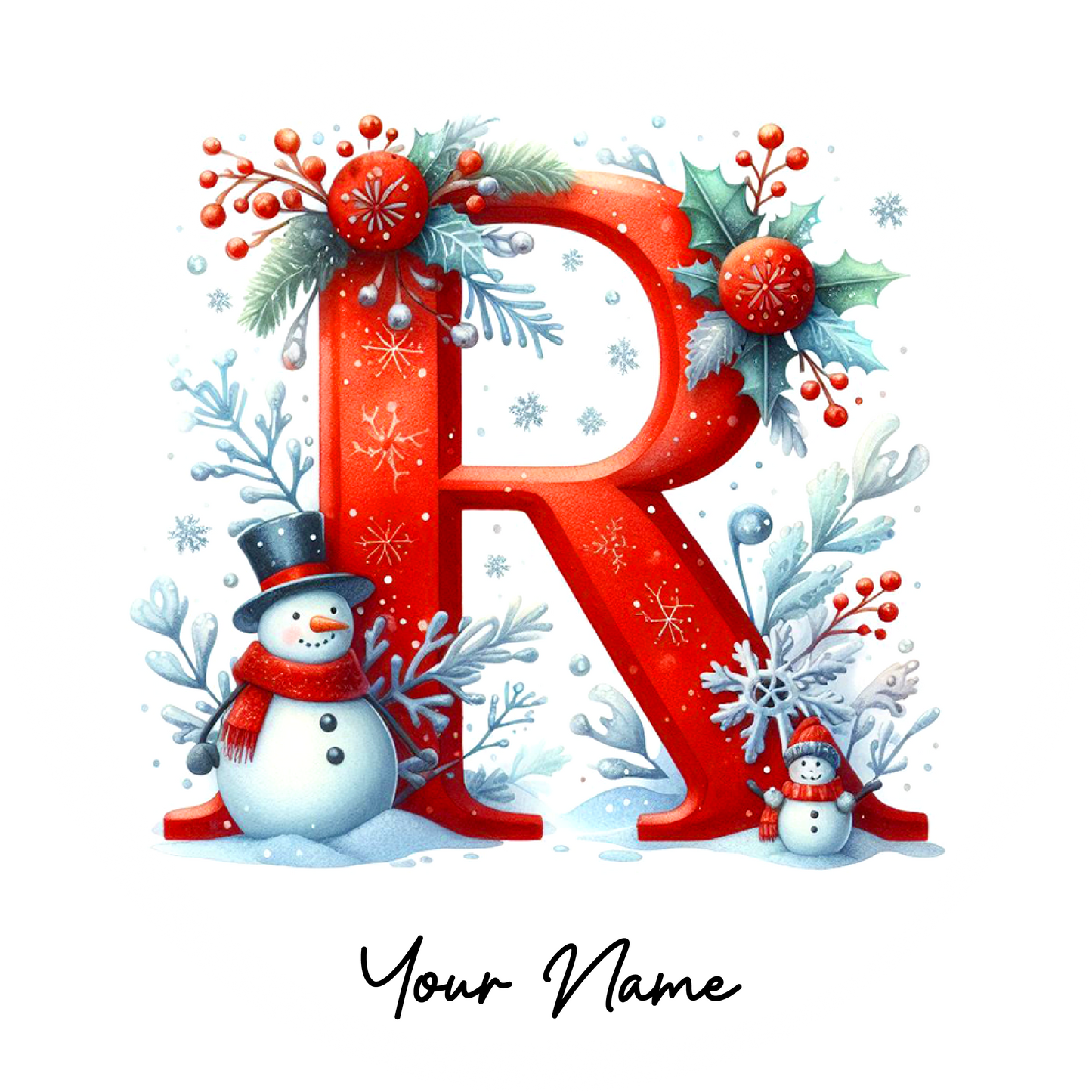Snowman Initial Ornaments - Customized