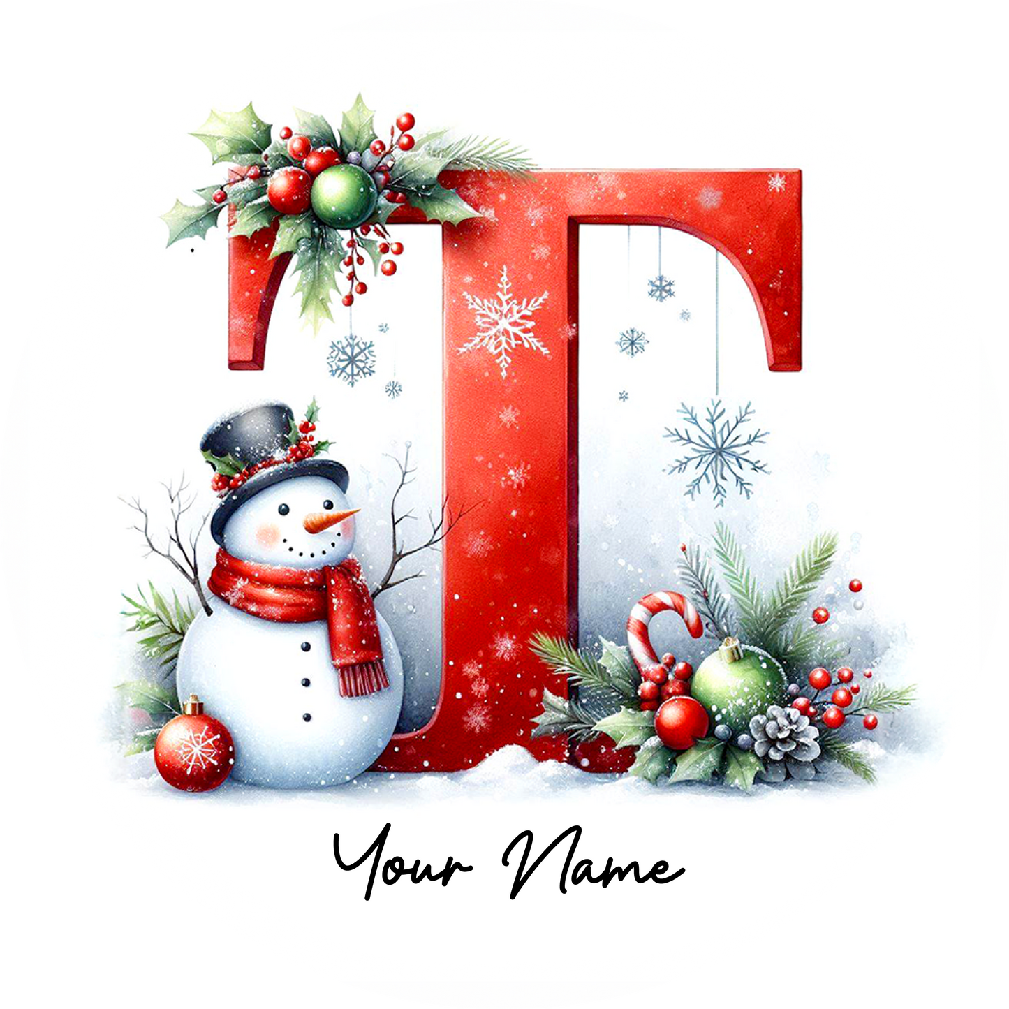 Snowman Initial Ornaments - Customized
