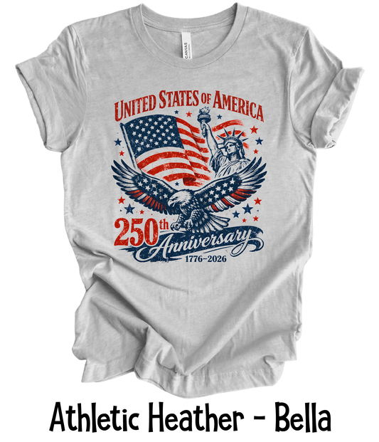 USA 250th American Symbols - Toddler, Youth & Adult Sizes - 6 Color Options