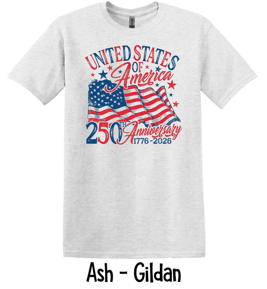 USA 250th Anniversary Flag - Toddler, Youth & Adult Sizes - 9 Color Options
