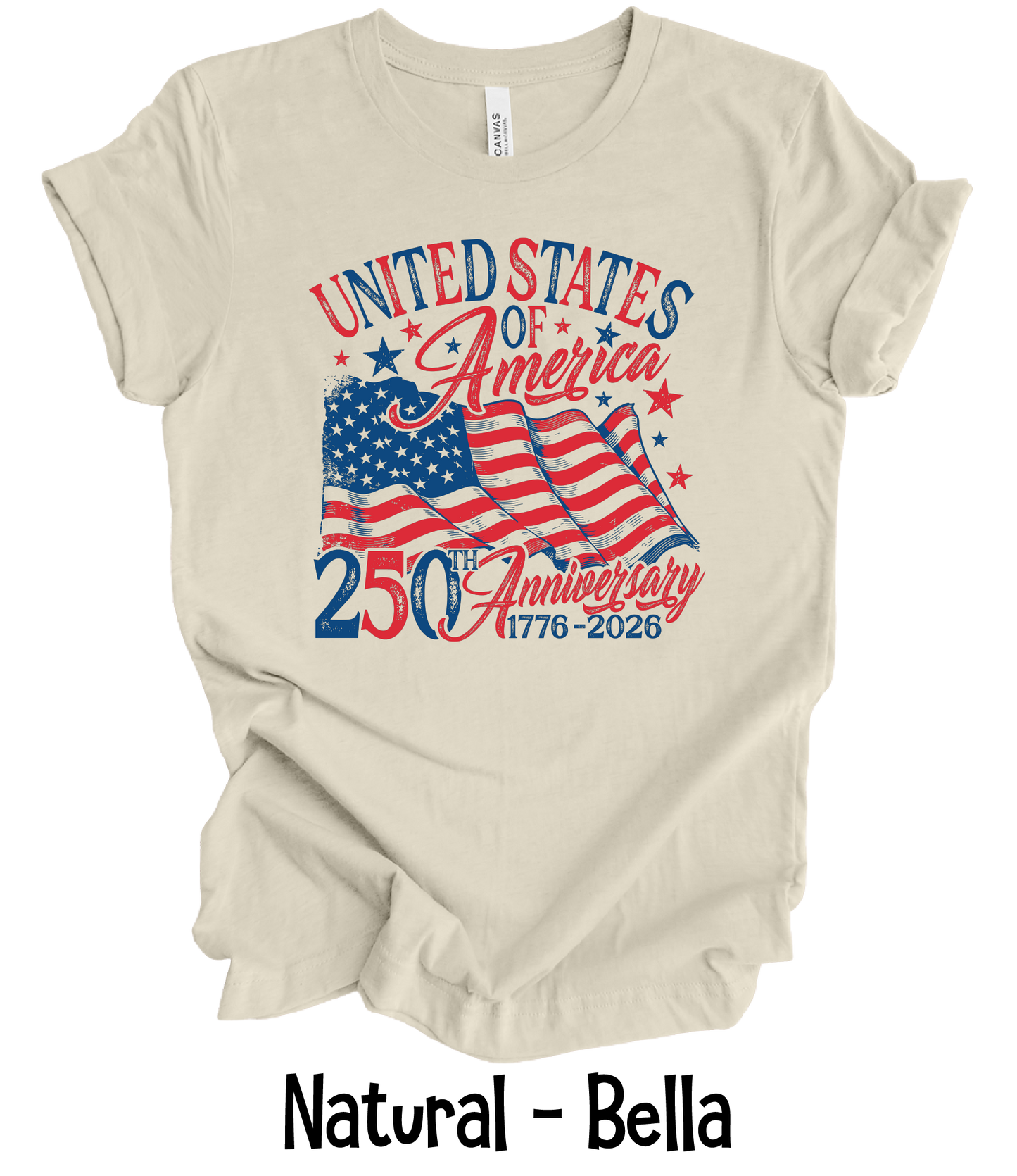 USA 250th Anniversary Flag - Toddler, Youth & Adult Sizes - 9 Color Options