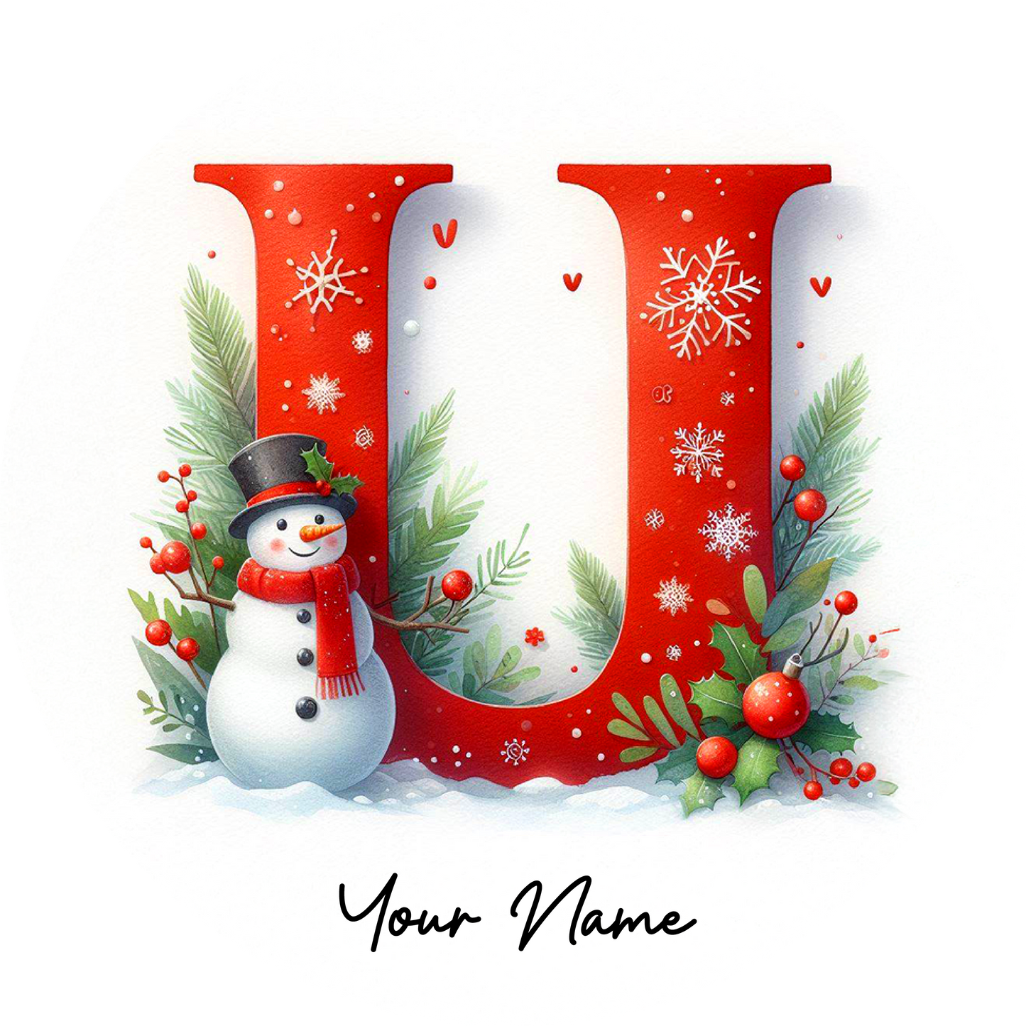 Snowman Initial Ornaments - Customized