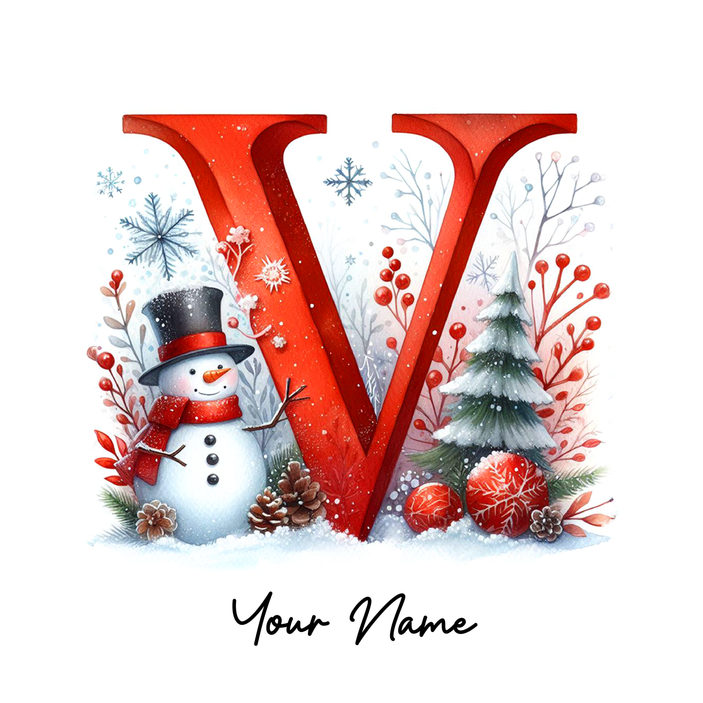 Snowman Initial Ornaments - Customized
