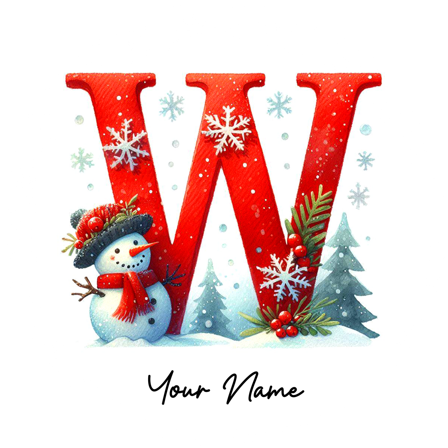 Snowman Initial Ornaments - Customized