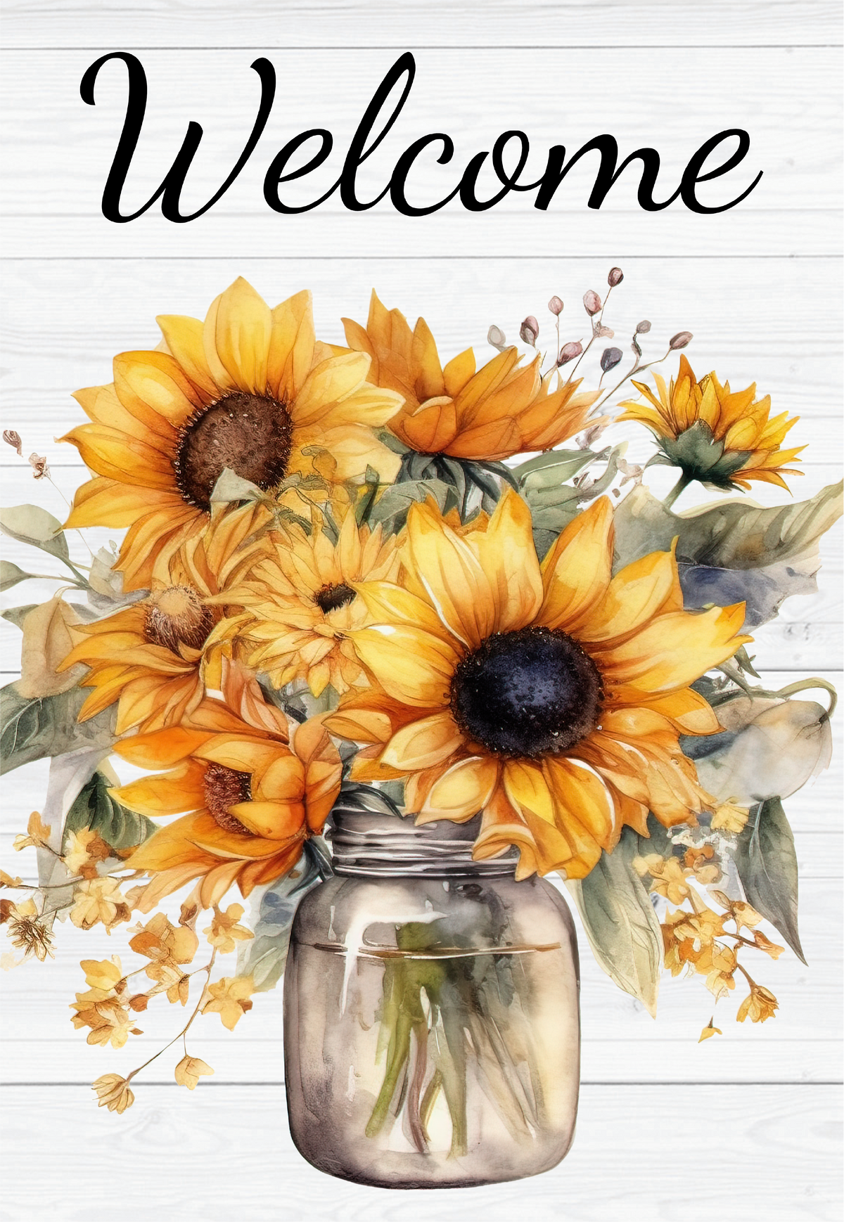 Welcome Sunflower Jar