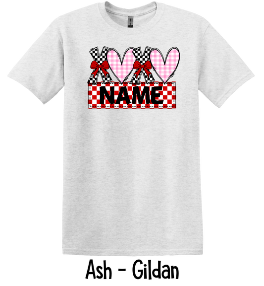 XO Checkered Pink & Red Personalized - Youth Sizes
