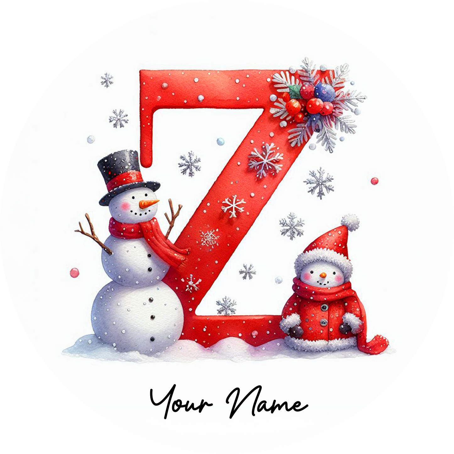 Snowman Initial Ornaments - Customized